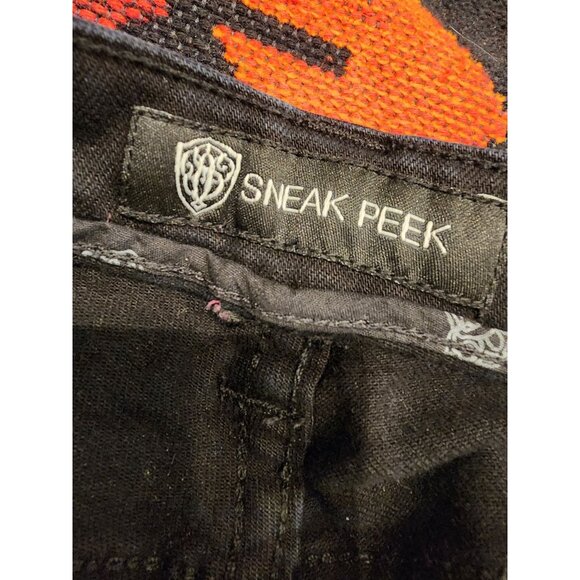 Sneak Peek Women's Black Flared Jeans Size 15/16 Mid-Rise Stretch Denim With Poc - Picture 12 of 13